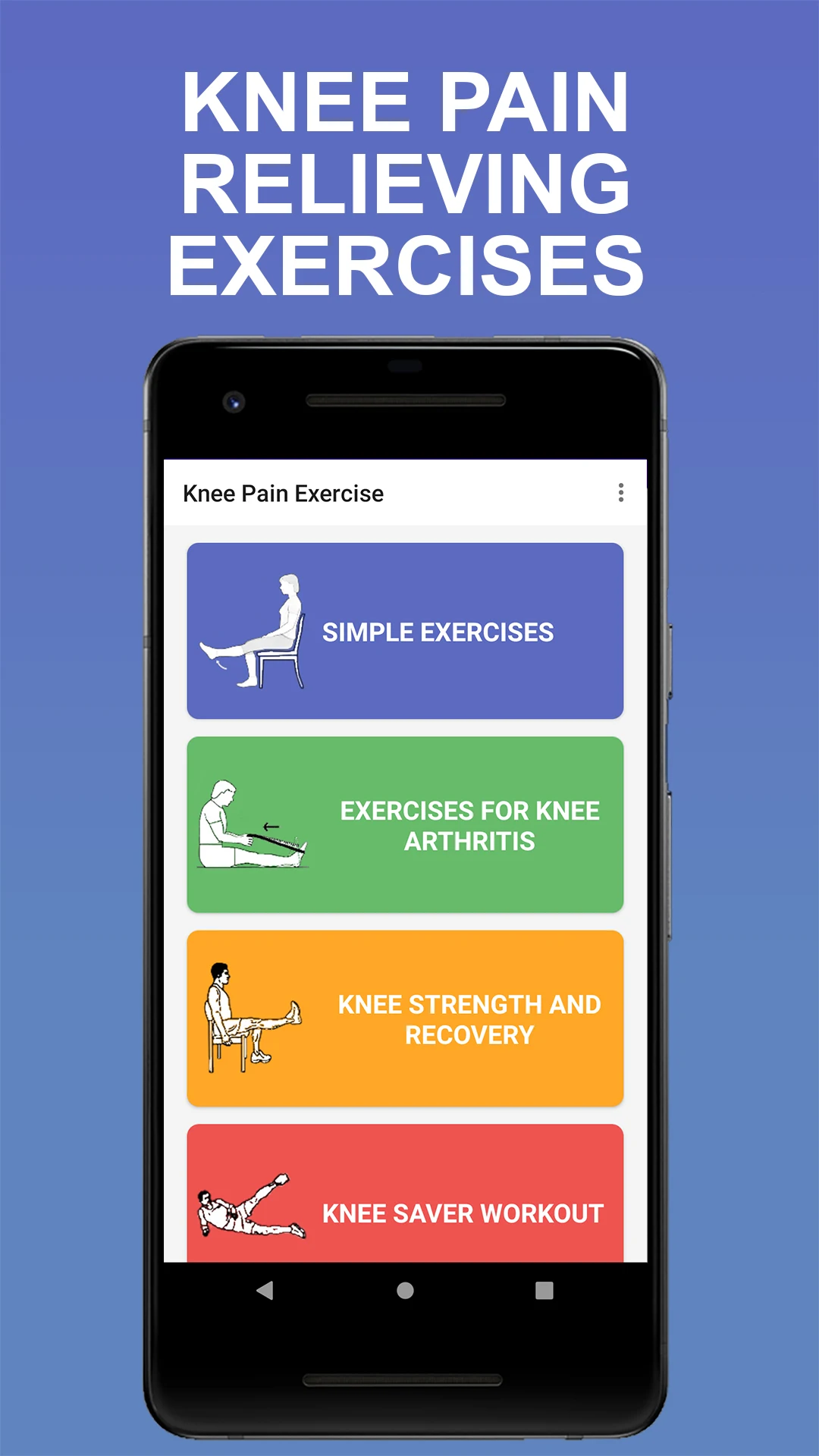 Schermata dell'app con una routine di esercizi guidati per il ginocchio